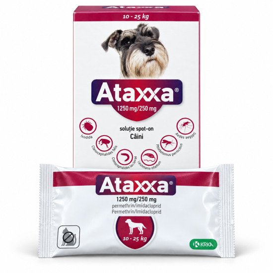 Ataxxa – Deparazitare externa pentru Câini 10–25 kg (3 x 2,5 ml, Krka Vet)